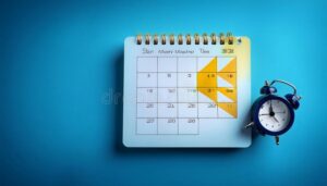 calendario con fechas destacadas y reloj