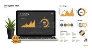 computadora mostrando pagina financiera moderna