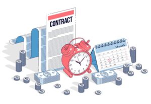 contrato financiero con calendario y dinero