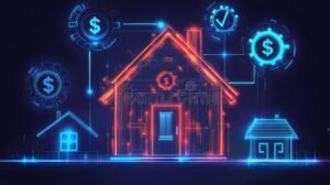 Cuál es la Ley Fintech y cómo regula las instituciones financieras digitales 35 edificio moderno con simbolos tecnologicos financieros digitales