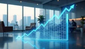 Cómo Saber el Valor de Tu Empresa y Por Qué es Importante 8 grafica de crecimiento financiero en oficina moderna