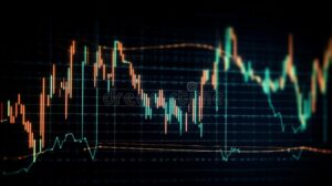 grafico de mercado bursatil con fondos difuminados