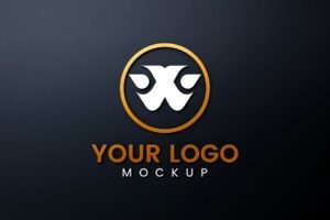 logo blanco minimalista sobre fondo oscuro elegante