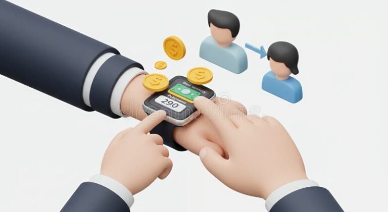 manos haciendo transferencia bancaria digital