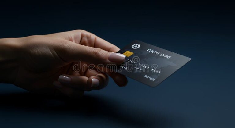 manos sosteniendo tarjeta de credito elegante