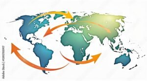 Qué Significan Los Términos Onshore y Offshore en Negocios 16 mapa global con flechas entre continentes