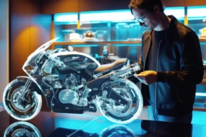 motocicleta nueva con documentos y billetes