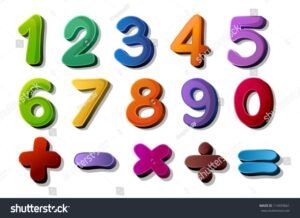 numeros y simbolos matematicos sobre fondo blanco