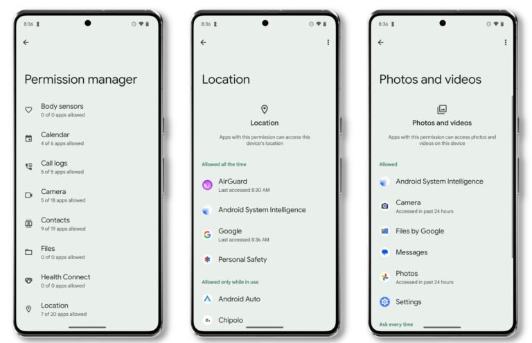 pantalla android configurando permisos de datos moviles