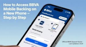persona desbloqueando smartphone con bbva abierto