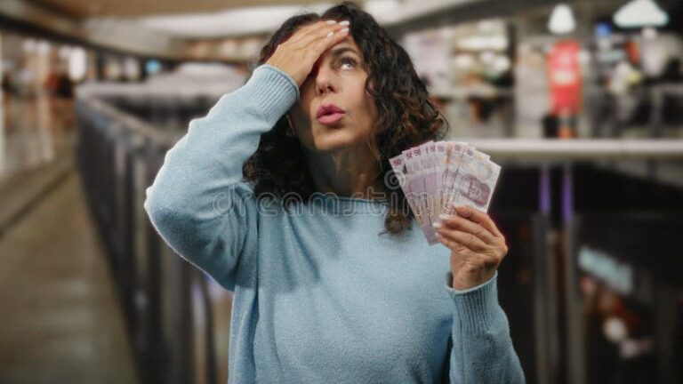persona preocupada con facturas y banco mexico