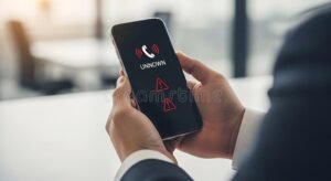 persona usando celular con simbolo de llamada electrica