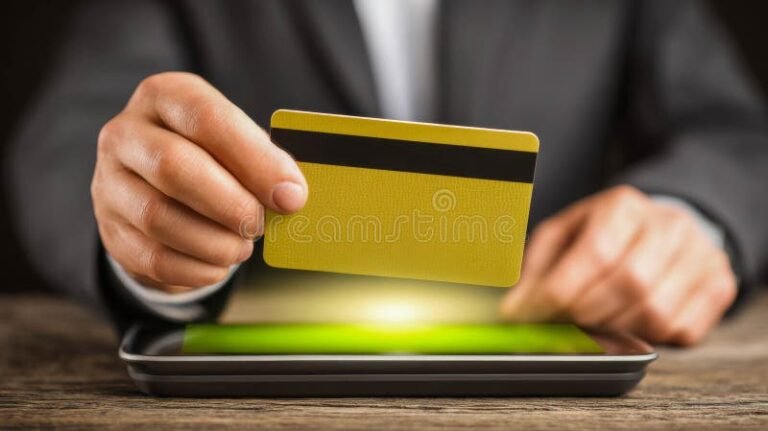 persona usando tarjeta de credito digital moderna