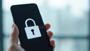 smartphone con simbolo de bloqueo en pantalla