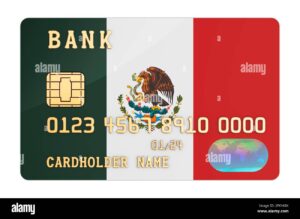 tarjetas de credito visa mexico sobre fondo blanco