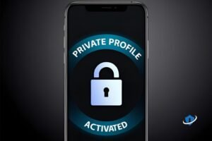 telefono movil con icono de privacidad activado